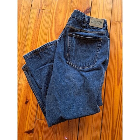 Duluth Trading Thick Denim Jeans Men's 40x28 Dark Wash 100% Cotton Work Casual - Picture 2 of 3